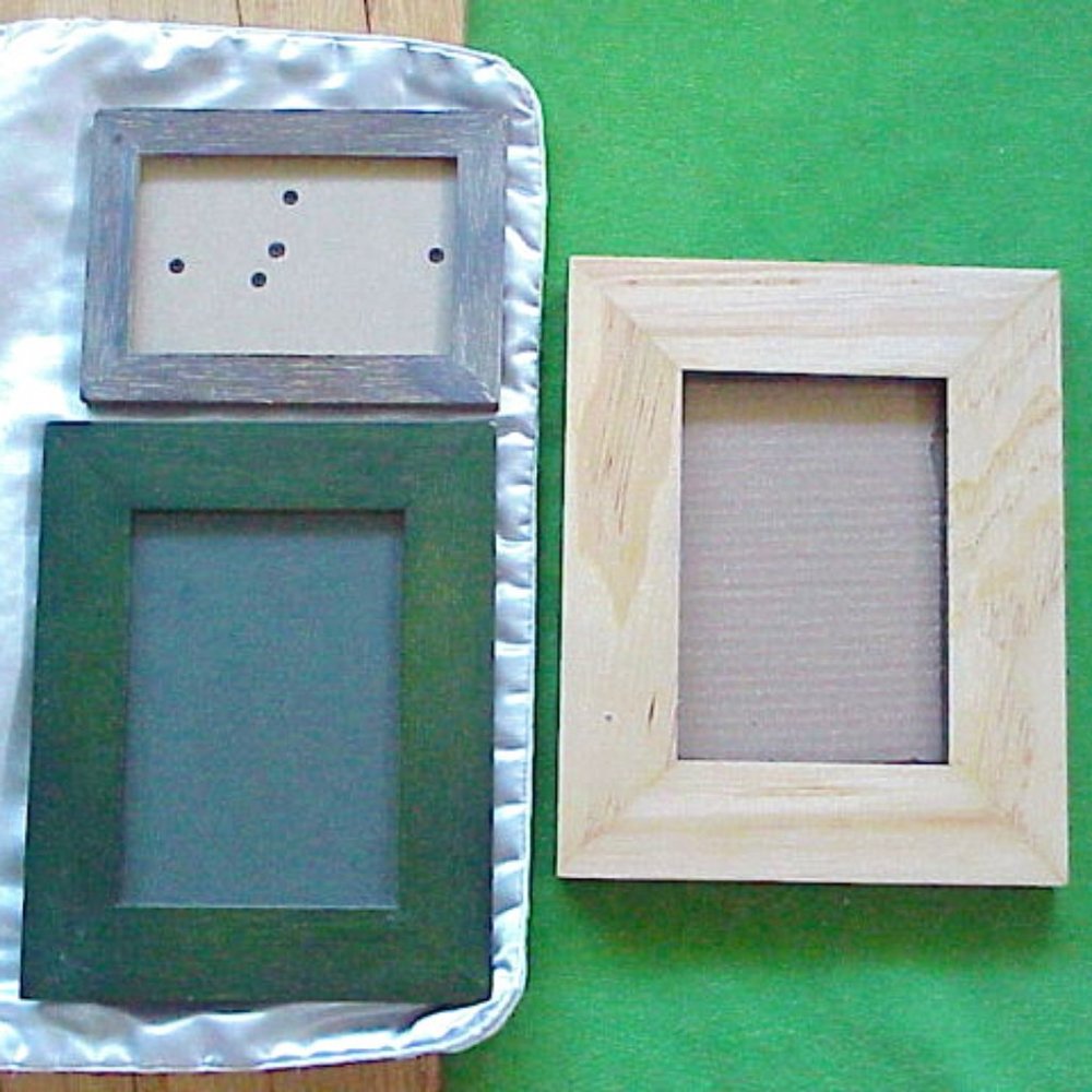 Lot of 3 Modern ALL Wood Photo/Picture Freestanding Frames- Pine/Green/Reclaimed
